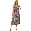 imageGRECERELLE Womens Summer Casual Short Sleeve Crewneck Tiered Flowy Maxi Long Dress with Pockets S2XLBlack Daffodil