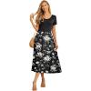 imageGRECERELLE Womens Summer Casual Short Sleeve Crewneck Tiered Flowy Maxi Long Dress with Pockets S2XLBlack White Flower