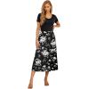imageGRECERELLE Womens Summer Casual Short Sleeve Crewneck Tiered Flowy Maxi Long Dress with Pockets S2XLBlack White Flower