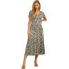 imageGRECERELLE Womens Summer Casual Short Sleeve Crewneck Tiered Flowy Maxi Long Dress with Pockets S2XLBlack Yellow