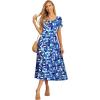 imageGRECERELLE Womens Summer Casual Short Sleeve Crewneck Tiered Flowy Maxi Long Dress with Pockets S2XLBlue Ink White