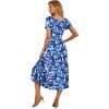 imageGRECERELLE Womens Summer Casual Short Sleeve Crewneck Tiered Flowy Maxi Long Dress with Pockets S2XLBlue Ink White