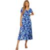 imageGRECERELLE Womens Summer Casual Short Sleeve Crewneck Tiered Flowy Maxi Long Dress with Pockets S2XLBlue Ink White