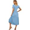 imageGRECERELLE Womens Summer Casual Short Sleeve Crewneck Tiered Flowy Maxi Long Dress with Pockets S2XLDenim Blue