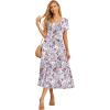 imageGRECERELLE Womens Summer Casual Short Sleeve Crewneck Tiered Flowy Maxi Long Dress with Pockets S2XLGray Azalea