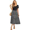 imageGRECERELLE Womens Summer Casual Short Sleeve Crewneck Tiered Flowy Maxi Long Dress with Pockets S2XLLeopard Print Black