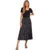 imageGRECERELLE Womens Summer Casual Short Sleeve Crewneck Tiered Flowy Maxi Long Dress with Pockets S2XLPolka Dot White Black