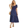 imageGRECERELLE Womens Summer Casual Short Sleeve Crewneck Tiered Flowy Maxi Long Dress with Pockets S2XLPolka Dot White Navy