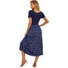imageGRECERELLE Womens Summer Casual Short Sleeve Crewneck Tiered Flowy Maxi Long Dress with Pockets S2XLPolka Dot White Navy