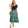 imageGRECERELLE Womens Summer Casual Short Sleeve Crewneck Tiered Flowy Maxi Long Dress with Pockets S2XLPrints Bluegreen