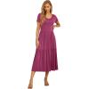 imageGRECERELLE Womens Summer Casual Short Sleeve Crewneck Tiered Flowy Maxi Long Dress with Pockets S2XLRed Gray