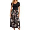 imageGRECERELLE Womens Summer Casual Short Sleeve Crewneck Tiered Flowy Maxi Long Dress with Pockets S2XLRose Black
