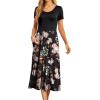 imageGRECERELLE Womens Summer Casual Short Sleeve Crewneck Tiered Flowy Maxi Long Dress with Pockets S2XLRose Black