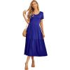 imageGRECERELLE Womens Summer Casual Short Sleeve Crewneck Tiered Flowy Maxi Long Dress with Pockets S2XLRoyal Blue
