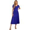 imageGRECERELLE Womens Summer Casual Short Sleeve Crewneck Tiered Flowy Maxi Long Dress with Pockets S2XLRoyal Blue