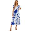 imageGRECERELLE Womens Summer Casual Short Sleeve Crewneck Tiered Flowy Maxi Long Dress with Pockets S2XLWhite Ink Blue