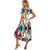 imageGRECERELLE Womens Summer Casual Short Sleeve Crewneck Tiered Flowy Maxi Long Dress with Pockets S2XLWhite Ink Red