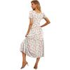 imageGRECERELLE Womens Summer Casual Short Sleeve Crewneck Tiered Flowy Maxi Long Dress with Pockets S2XLWhite Pink Rose