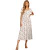 imageGRECERELLE Womens Summer Casual Short Sleeve Crewneck Tiered Flowy Maxi Long Dress with Pockets S2XLWhite Pink Rose