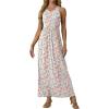 imageGRECERELLE Womens Summer Sleeveless Casual Long Tank Maxi Dress with Pockets XS3XLFloral White Pink Rose