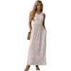 imageGRECERELLE Womens Summer Sleeveless Casual Long Tank Maxi Dress with Pockets XS3XLFloral White Pink Rose
