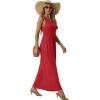imageGRECERELLE Womens Summer Sleeveless Casual Long Tank Maxi Dress with Pockets XS3XLRed