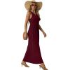 imageGRECERELLE Womens Summer Sleeveless Casual Long Tank Maxi Dress with Pockets XS3XLWine Red