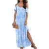 imageGRECERELLE Women Summer Maxi Dresses Casual Loose Strapless Strap Cold Shoulder Short Sleeve Split Long Dress with Pocket M Tie Dye Blue