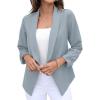 imageGRECERELLE Womens Blazer Suit Open Front Cardigan 34 Sleeve Fitted Jacket Casual Office Cropped Blazer010grey Blue