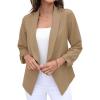 imageGRECERELLE Womens Blazer Suit Open Front Cardigan 34 Sleeve Fitted Jacket Casual Office Cropped Blazer015dark Khaki