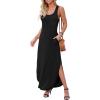 imageGRECERELLE Womens Casual Fit Long Dress Sleeveless Racerback Split Fashion Maxi Dresses with Pocket BalckLarge