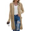 imageGRECERELLE Womens Lightweight Longer Length Cardigan Long Sleeve Casual Crochet OpenFront Sweater with Pockets07 Longkhaki