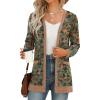 imageGRECERELLE Womens Long Sleeve Open Front Cardigan Button Down Ribbed Lightweight Knit Outerwear with PocketKhaki Sunflower