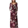 imageGRECERELLE Womens Long Sleeve V Neck Casual Button Maxi Dress 2025 with PocketsFloral Wine Red