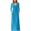 imageGRECERELLE Womens Long Sleeve V Neck Casual Button Maxi Dress 2025 with PocketsNile Blue