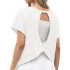 imageGRECERELLE Womens Open Back Workout Tops Backless Athletic Shirts Casual Crop Running Tee Y2k YogaAwhite