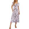 imageGRECERELLE Womens Summer Casual Short Sleeve Crewneck Tiered Flowy Maxi Long Dress with Pockets S2XLGray Azalea