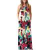 imageGRECERELLE Womens Summer Sleeveless Casual Long Tank Maxi Dress with Pockets XS3XLFloral White Ink Red