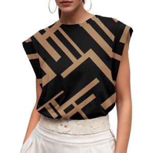 imageGRECERELLE Women 2025 Cap Sleeve Tops Summer Casual Tee Shirt Loose Crew Neck Basic Tank Trendy Work Vacation Outfits S2XLBlack Rectangle