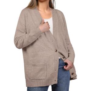 imageGRECERELLE Womens 2024 Fall Cardigan Sweaters Oversized Open Front Button Knit Outwear Coats with PocketsDeep Apricot