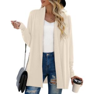 imageGRECERELLE Womens Long Sleeve Open Front Lightweight Casual Business Dressy Cardigan Sweater Fall WinterApricot