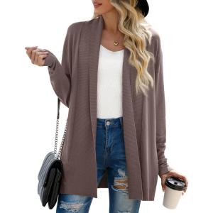 imageGRECERELLE Womens Long Sleeve Open Front Lightweight Casual Business Dressy Cardigan Sweater Fall WinterDark Khaki