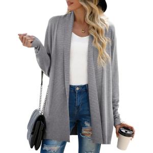 imageGRECERELLE Womens Long Sleeve Open Front Lightweight Casual Business Dressy Cardigan Sweater Fall WinterGrey