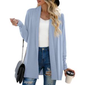 imageGRECERELLE Womens Long Sleeve Open Front Lightweight Casual Business Dressy Cardigan Sweater Fall WinterLight Blue