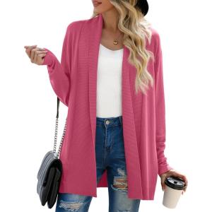 imageGRECERELLE Womens Long Sleeve Open Front Lightweight Casual Business Dressy Cardigan Sweater Fall WinterPeach Red