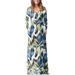 imageGRECERELLE Womens Long Sleeve V Neck Casual Button Maxi Dress 2025 with PocketsWhite Monotherapy