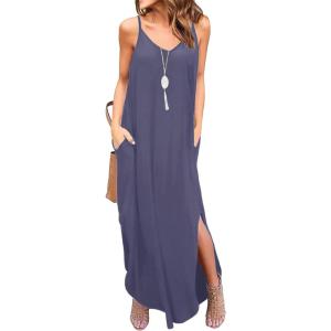 imageGRECERELLE Womens Summer Casual Loose Dress Beach Cover Up Long Cami Maxi Dresses with Pocket04 Purple Gray