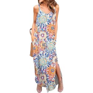 imageGRECERELLE Womens Summer Casual Loose Dress Beach Cover Up Long Cami Maxi Dresses with Pocket39 Fp Multicolor Fireworks