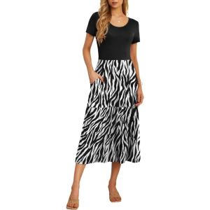 imageGRECERELLE Womens Summer Casual Short Sleeve Crewneck Tiered Flowy Maxi Long Dress with Pockets S2XLBlack Tree Grain