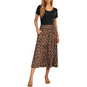 imageGRECERELLE Womens Summer Casual Short Sleeve Crewneck Tiered Flowy Maxi Long Dress with Pockets S2XLKhaki Love